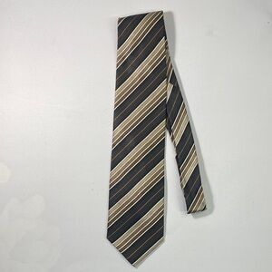 Classic Striped Tie in Black and Brown